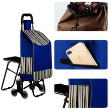 Load image into Gallery viewer, Foldable Shopping Trolley with Seat
