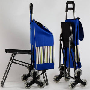 Chariot de courses pliable avec siège