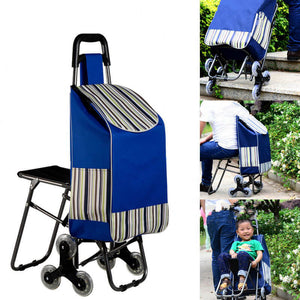 Chariot de courses pliable avec siège