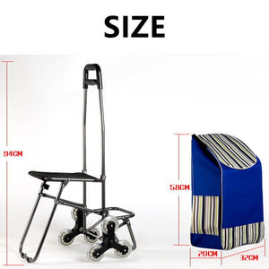 Chariot de courses pliable avec siège