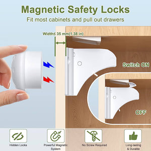 Magnetic Cabinet Locks (4 Locks + 1 Key)