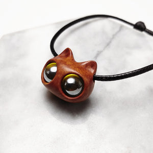 Handmade Wood Cat Pendant Necklace - airlando