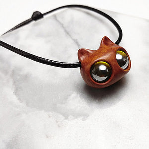 Handmade Wood Cat Pendant Necklace - airlando