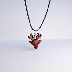 Wood Elk Pendant Necklace - airlando