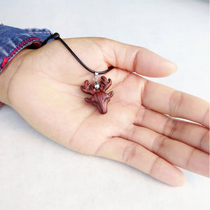 Wood Elk Pendant Necklace - airlando