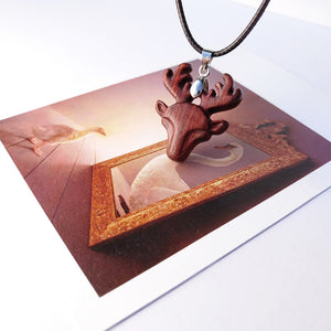 Wood Elk Pendant Necklace - airlando