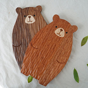 Handmade Little Bear Wood Dinner Plate - airlando