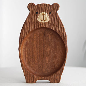 Handmade Little Bear Wood Dinner Plate - airlando