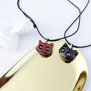 Handmade Wood Carving Cat Necklace - airlando