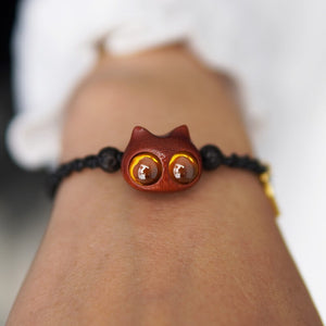 Handmade Cute Wood Cat Bracelet - airlando