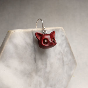 Handmade Wood Fox Silver Earrings - airlando