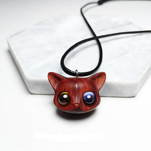 Handmade Cute Wood Fox Pendant Necklace - airlando