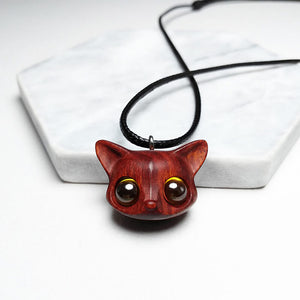 Handmade Cute Wood Fox Pendant Necklace - airlando
